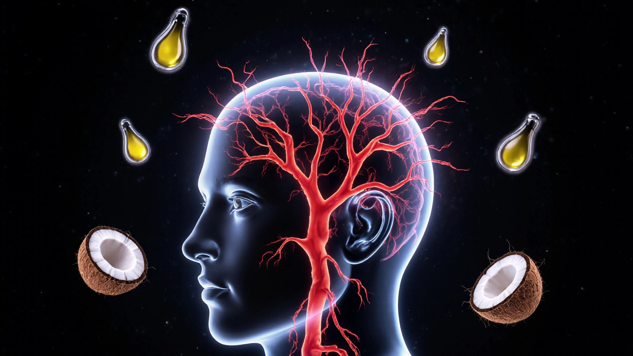 Transparent scalp with glowing blood flow and hair follicles stimulated by massage pressure.